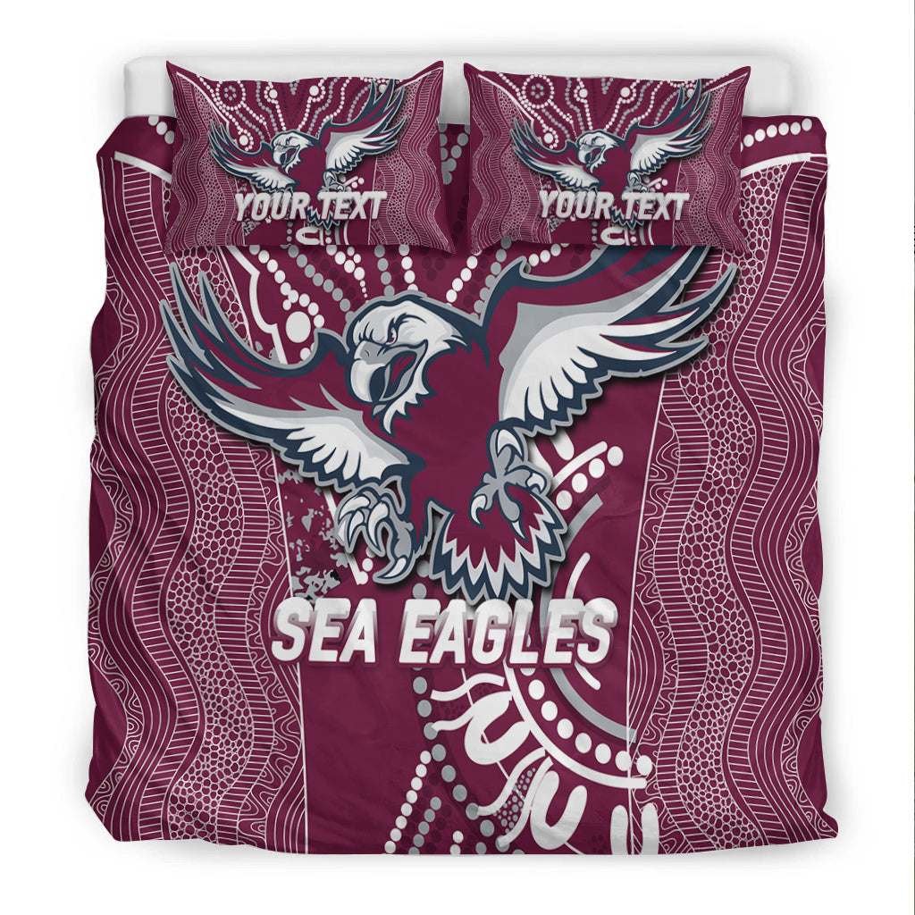 (Custom Personalised) Sea Eagles Rugby 2022 Aboriginal Art Bedding Set - - Vibe Hoodie Shop