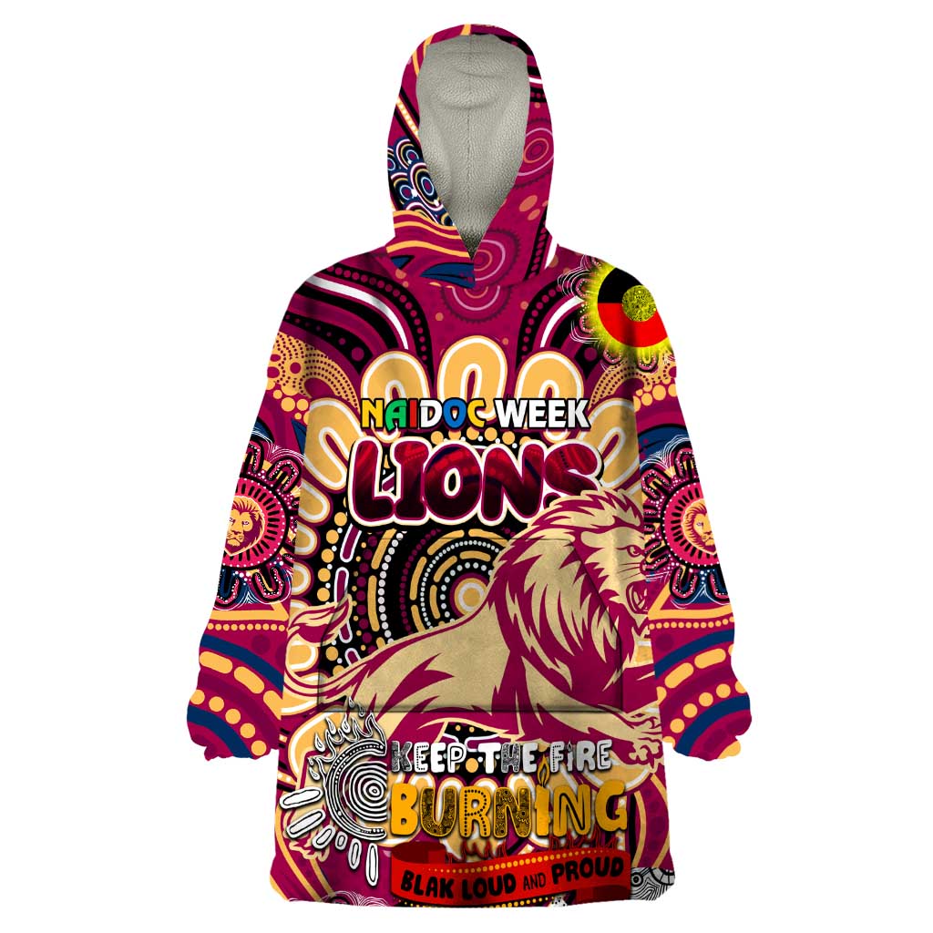 Custom Brisbane Lions NAIDOC Week 2024 Wearable Blanket Hoodie Mascot Football - Vibe Hoodie Shop