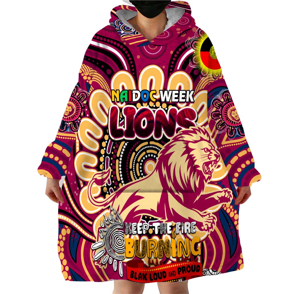 Custom Brisbane Lions NAIDOC Week 2024 Wearable Blanket Hoodie Mascot Football - Vibe Hoodie Shop