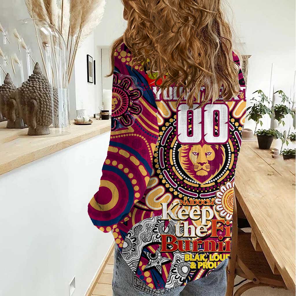 Custom Brisbane Lions NAIDOC Week 2024 Women Casual Shirt Mascot Football - Vibe Hoodie Shop