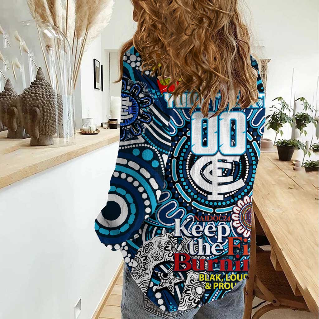 Custom Carlton Blues NAIDOC Week 2024 Women Casual Shirt Mascot Football - Vibe Hoodie Shop