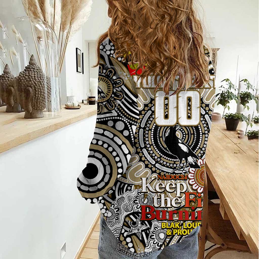 Custom Collingwood Magpies NAIDOC Week 2024 Women Casual Shirt Mascot Football - Vibe Hoodie Shop