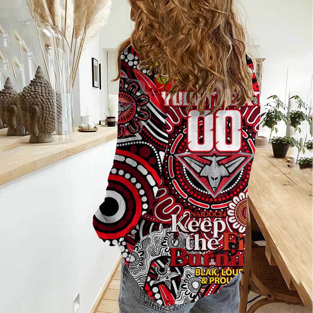 Custom Essendon Bombers NAIDOC Week 2024 Women Casual Shirt Mascot Football - Vibe Hoodie Shop