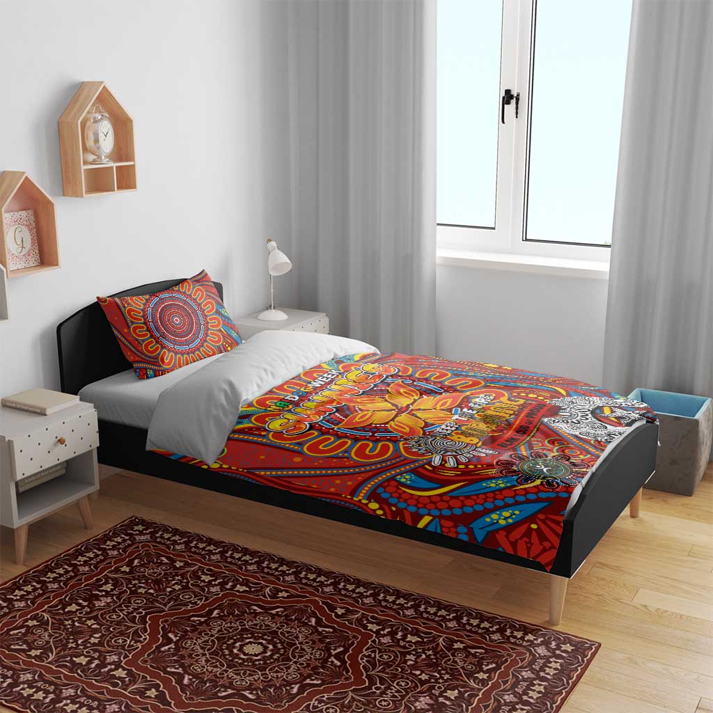 Gold Coast Suns NAIDOC Week 2024 Bedding Set Mascot Football - Vibe Hoodie Shop