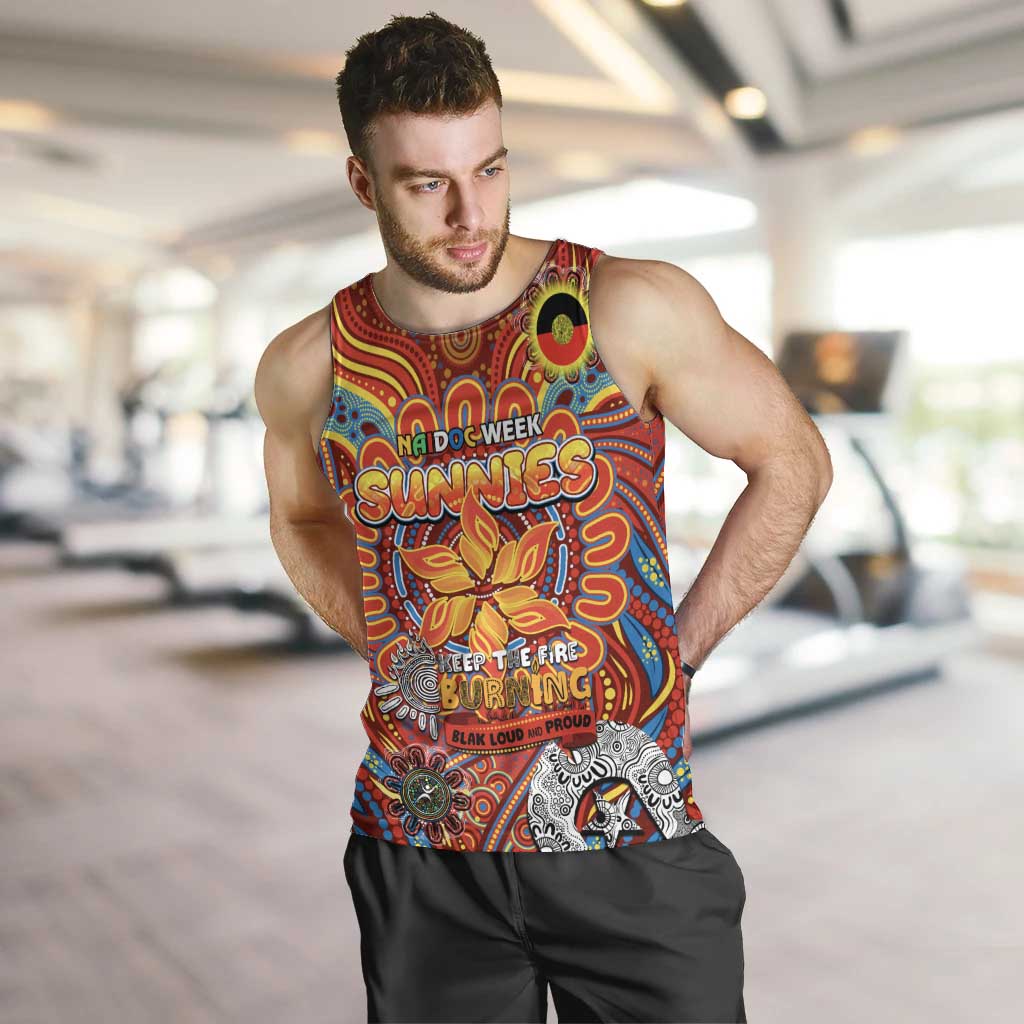 Custom Gold Coast Suns NAIDOC Week 2024 Men Tank Top Mascot Football - Vibe Hoodie Shop