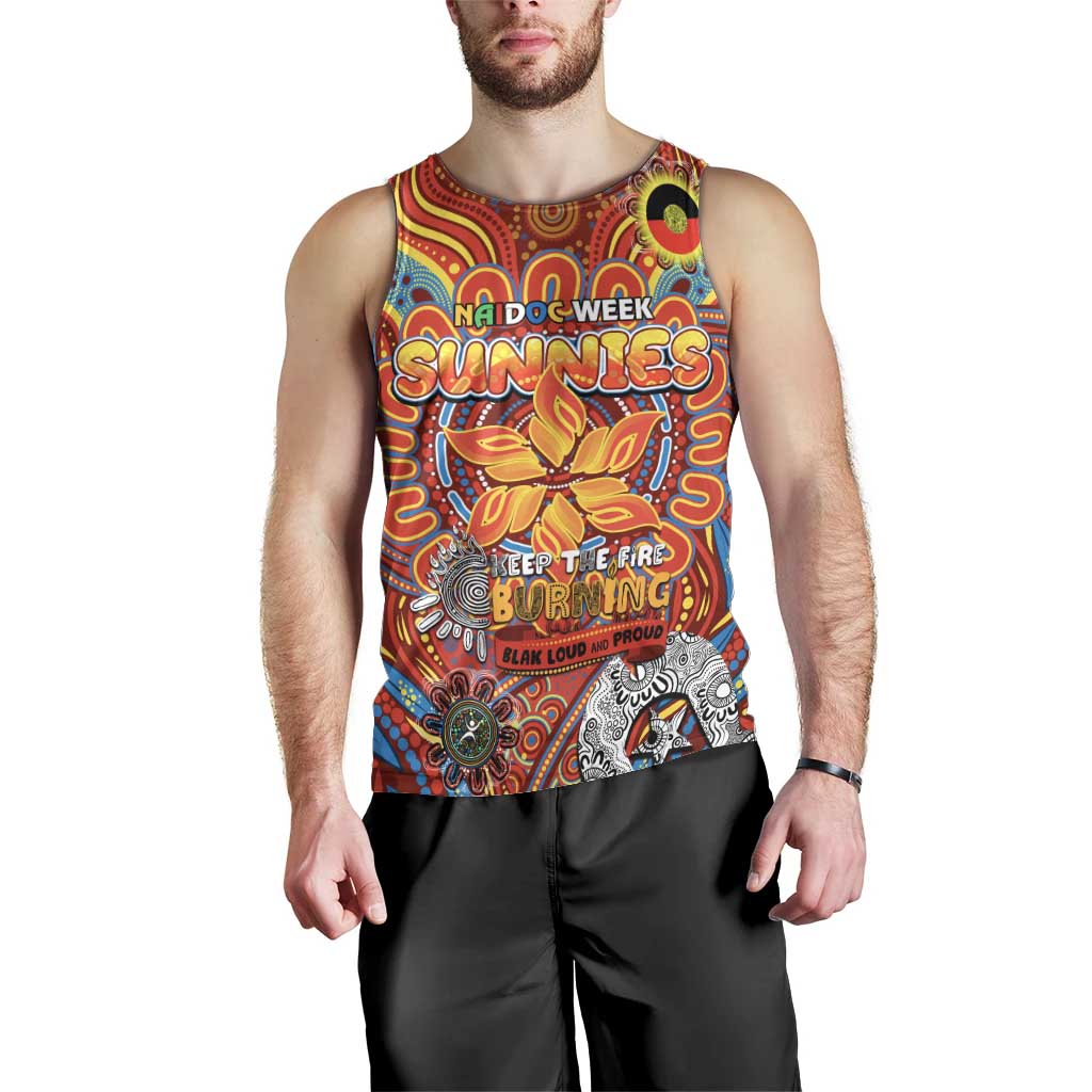 Custom Gold Coast Suns NAIDOC Week 2024 Men Tank Top Mascot Football - Vibe Hoodie Shop