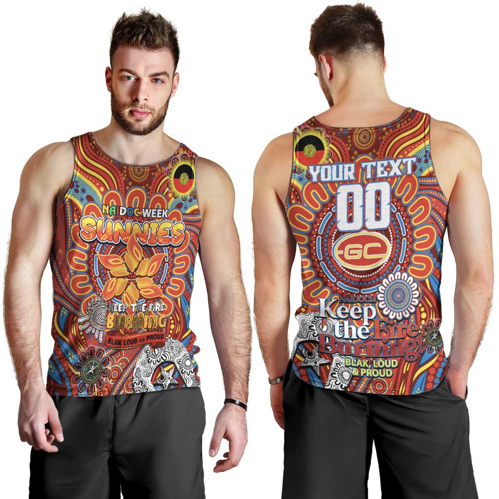 Custom Gold Coast Suns NAIDOC Week 2024 Men Tank Top Mascot Football - Vibe Hoodie Shop