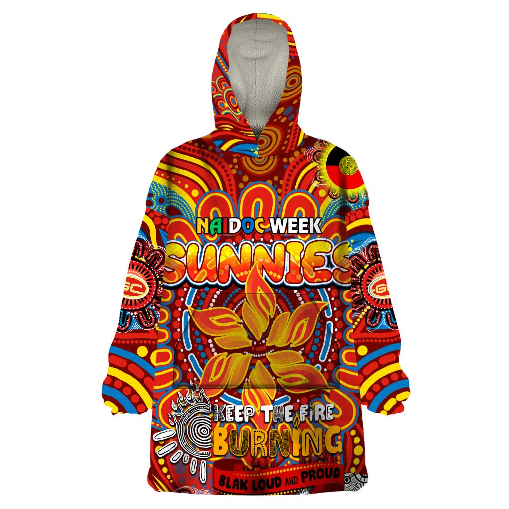 Custom Gold Coast Suns NAIDOC Week 2024 Wearable Blanket Hoodie Mascot Football - Vibe Hoodie Shop