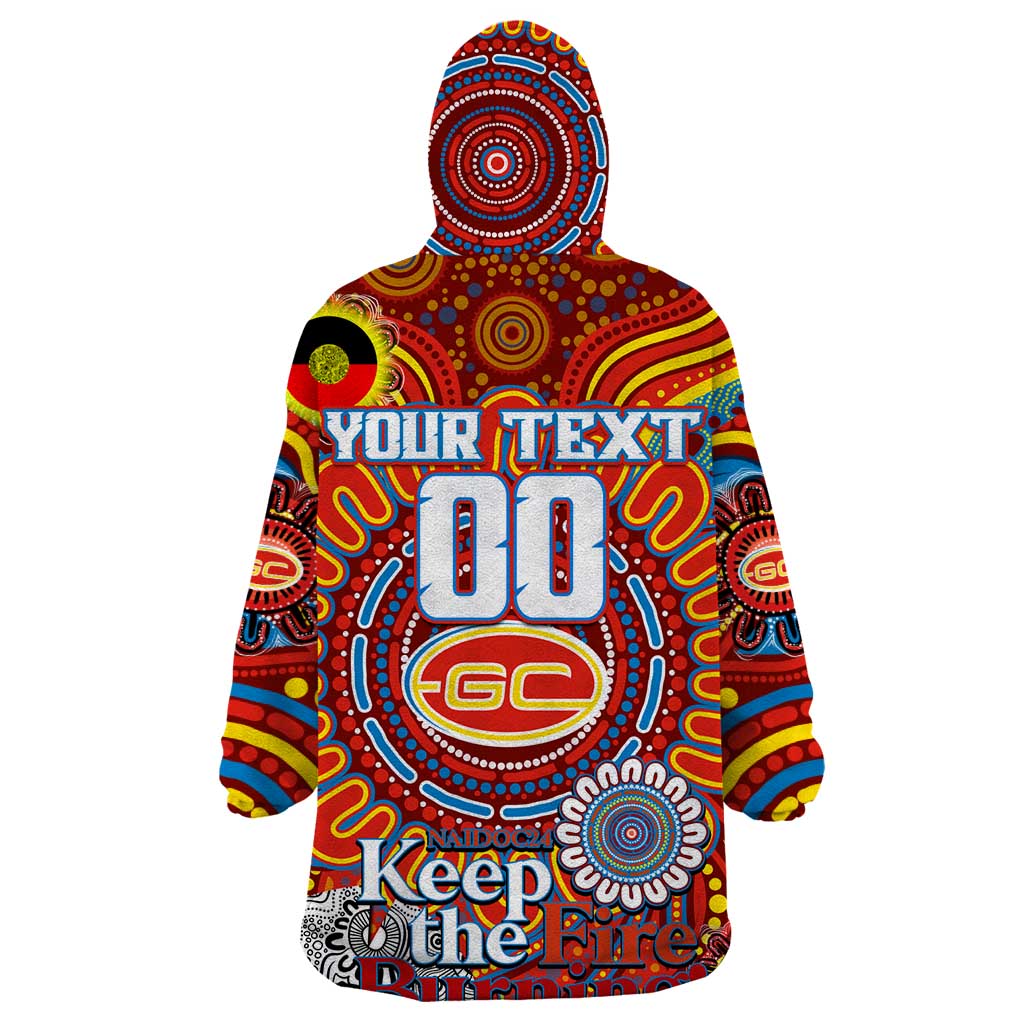 Custom Gold Coast Suns NAIDOC Week 2024 Wearable Blanket Hoodie Mascot Football - Vibe Hoodie Shop