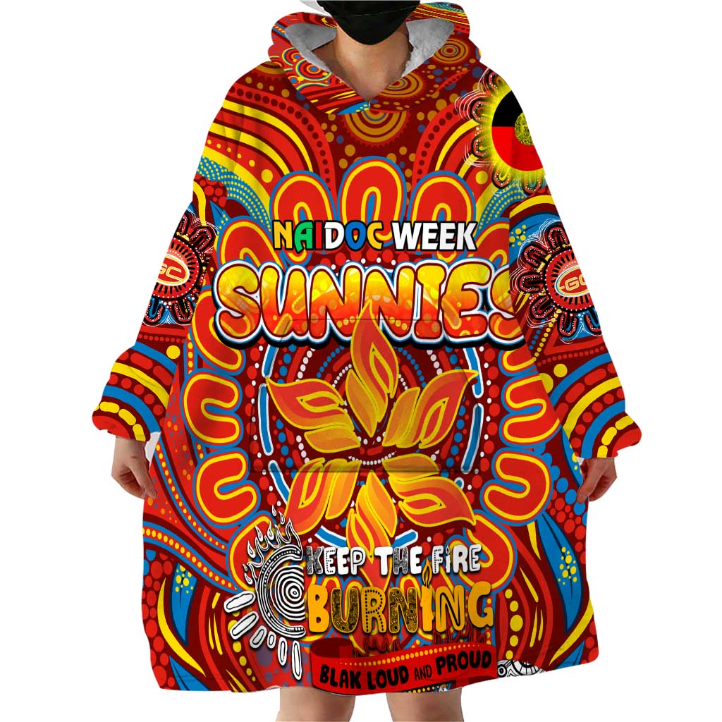 Custom Gold Coast Suns NAIDOC Week 2024 Wearable Blanket Hoodie Mascot Football - Vibe Hoodie Shop