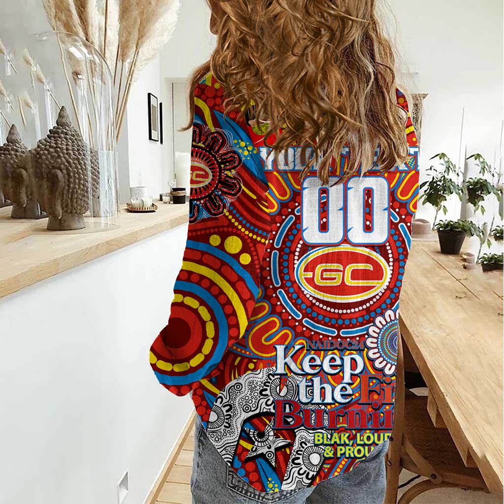 Custom Gold Coast Suns NAIDOC Week 2024 Women Casual Shirt Mascot Football - Vibe Hoodie Shop