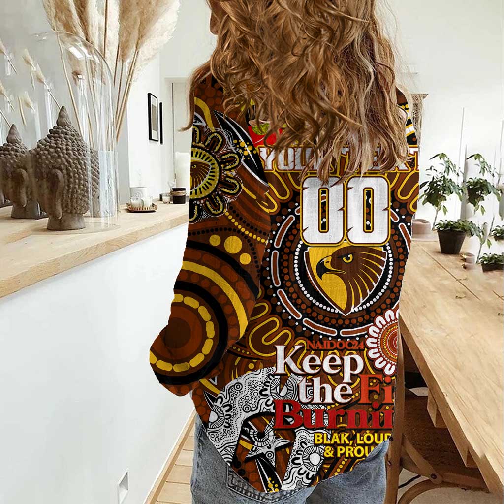 Custom Hawthorn Hawks NAIDOC Week 2024 Women Casual Shirt Mascot Football - Vibe Hoodie Shop
