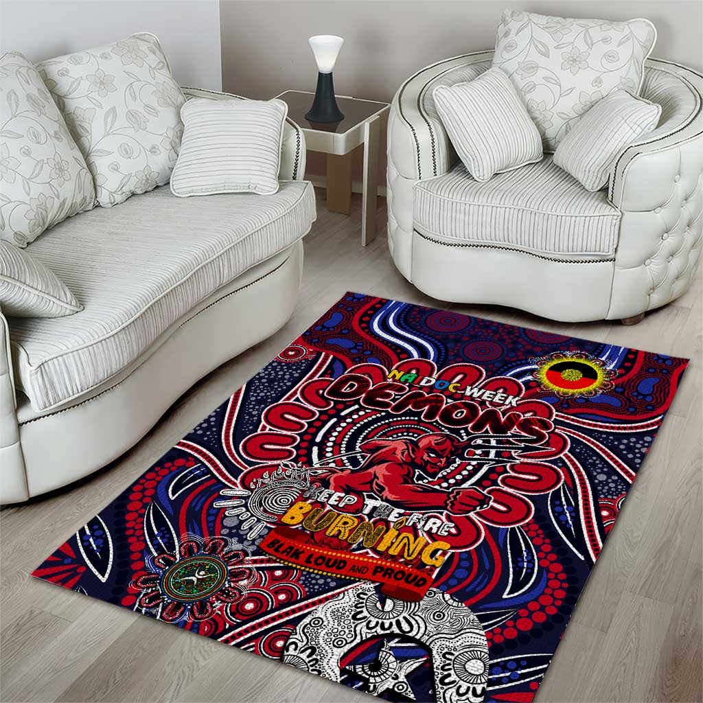 Melbourne Demons NAIDOC Week 2024 Area Rug Mascot Football - Vibe Hoodie Shop