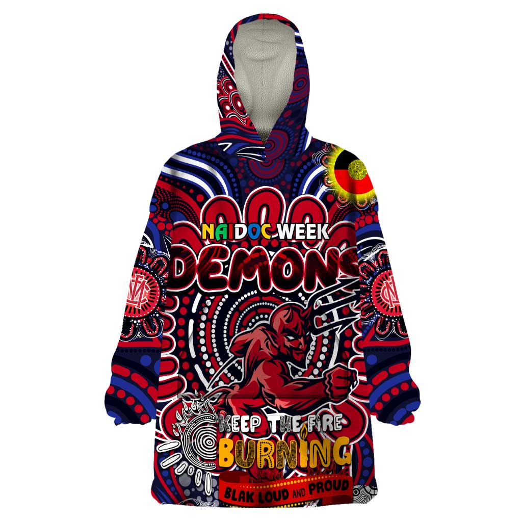 Custom Melbourne Demons NAIDOC Week 2024 Wearable Blanket Hoodie Mascot Football - Vibe Hoodie Shop