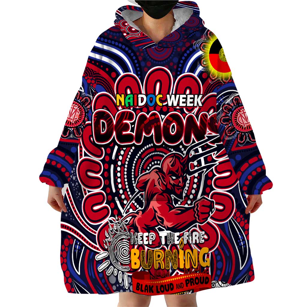 Custom Melbourne Demons NAIDOC Week 2024 Wearable Blanket Hoodie Mascot Football - Vibe Hoodie Shop