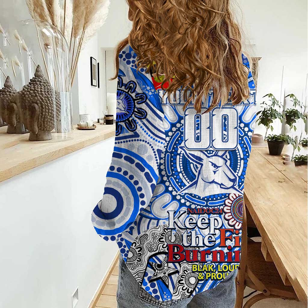 Custom North Melbourne Kangaroos NAIDOC Week 2024 Women Casual Shirt Mascot Football - Vibe Hoodie Shop