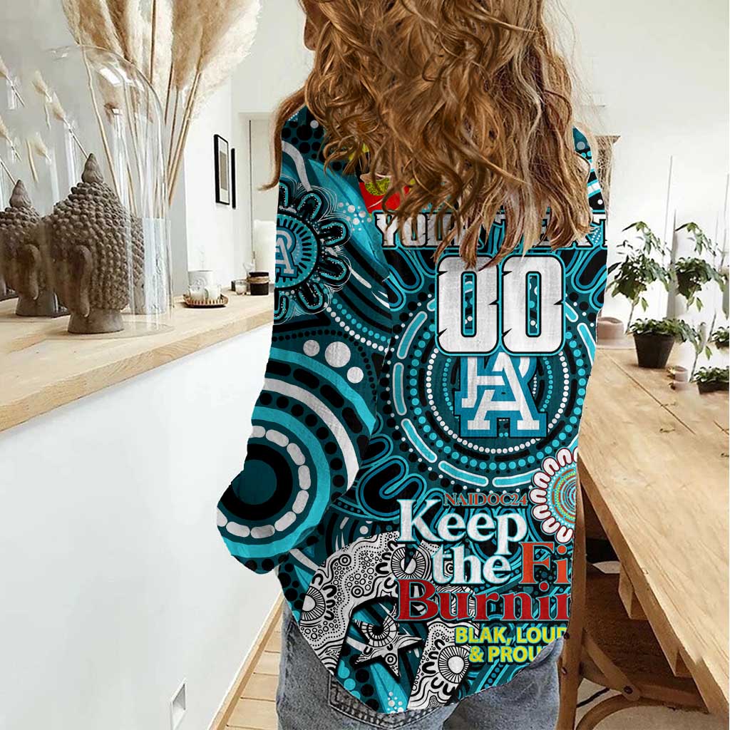 Custom Port Adelaide Power NAIDOC Week 2024 Women Casual Shirt Mascot Football - Vibe Hoodie Shop