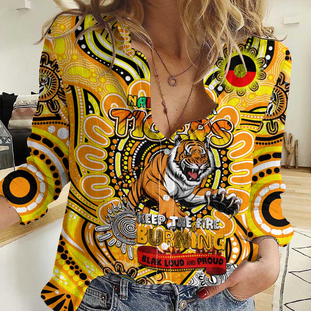Custom Richmond Tiger NAIDOC Week 2024 Women Casual Shirt Mascot Football - Vibe Hoodie Shop
