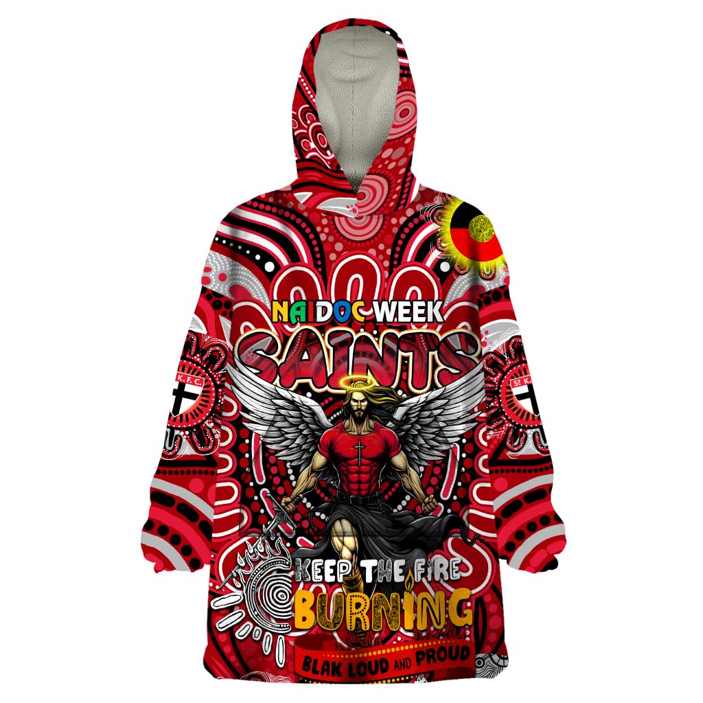 Custom St Kilda Saints NAIDOC Week 2024 Wearable Blanket Hoodie Mascot Football - Vibe Hoodie Shop