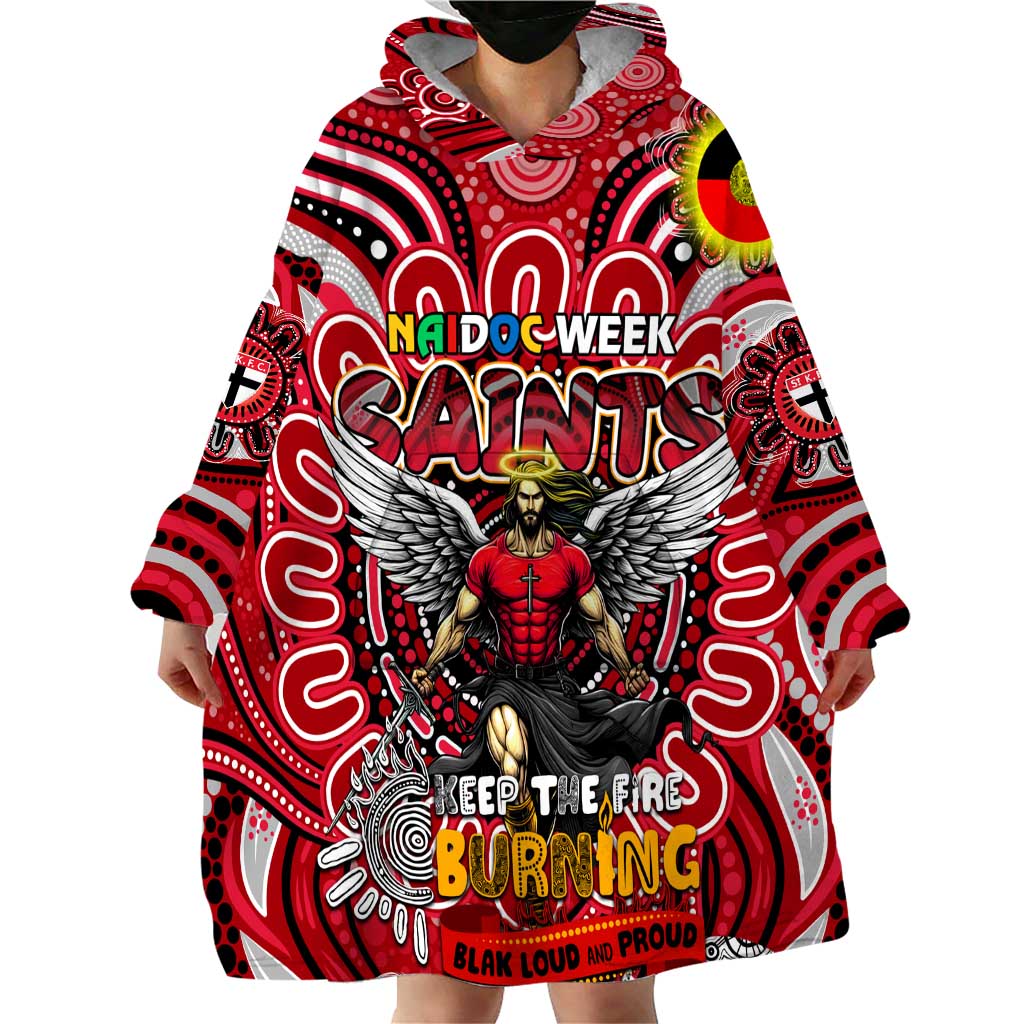 Custom St Kilda Saints NAIDOC Week 2024 Wearable Blanket Hoodie Mascot Football - Vibe Hoodie Shop