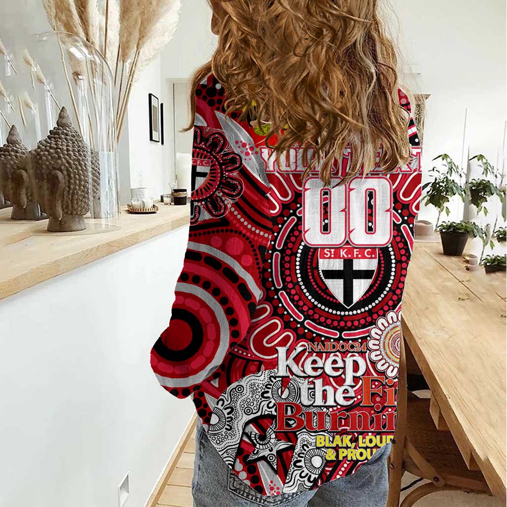 Custom St Kilda Saints NAIDOC Week 2024 Women Casual Shirt Mascot Football - Vibe Hoodie Shop