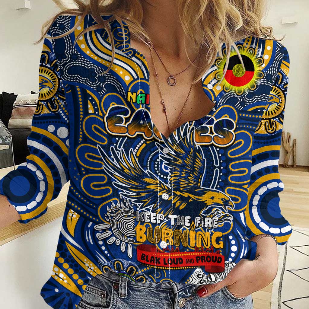 Custom West Coast Eagles NAIDOC Week 2024 Women Casual Shirt Mascot Football - Vibe Hoodie Shop