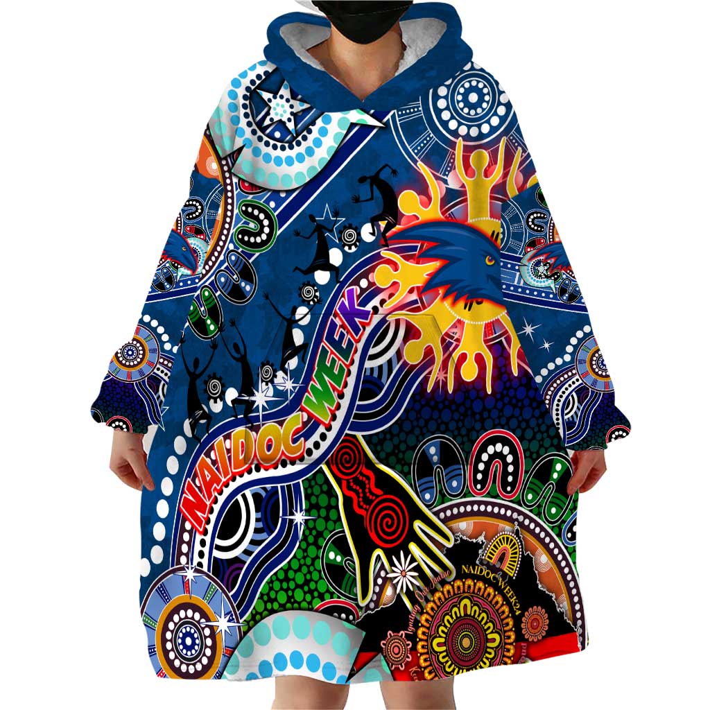 Custom NAIDOC Week 2024 Adelaide Crows Wearable Blanket Hoodie Australia Aboriginal Dot Painting - Vibe Hoodie Shop