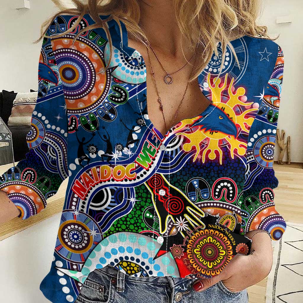 Custom NAIDOC Week 2024 Adelaide Crows Women Casual Shirt Australia Aboriginal Dot Painting - Vibe Hoodie Shop