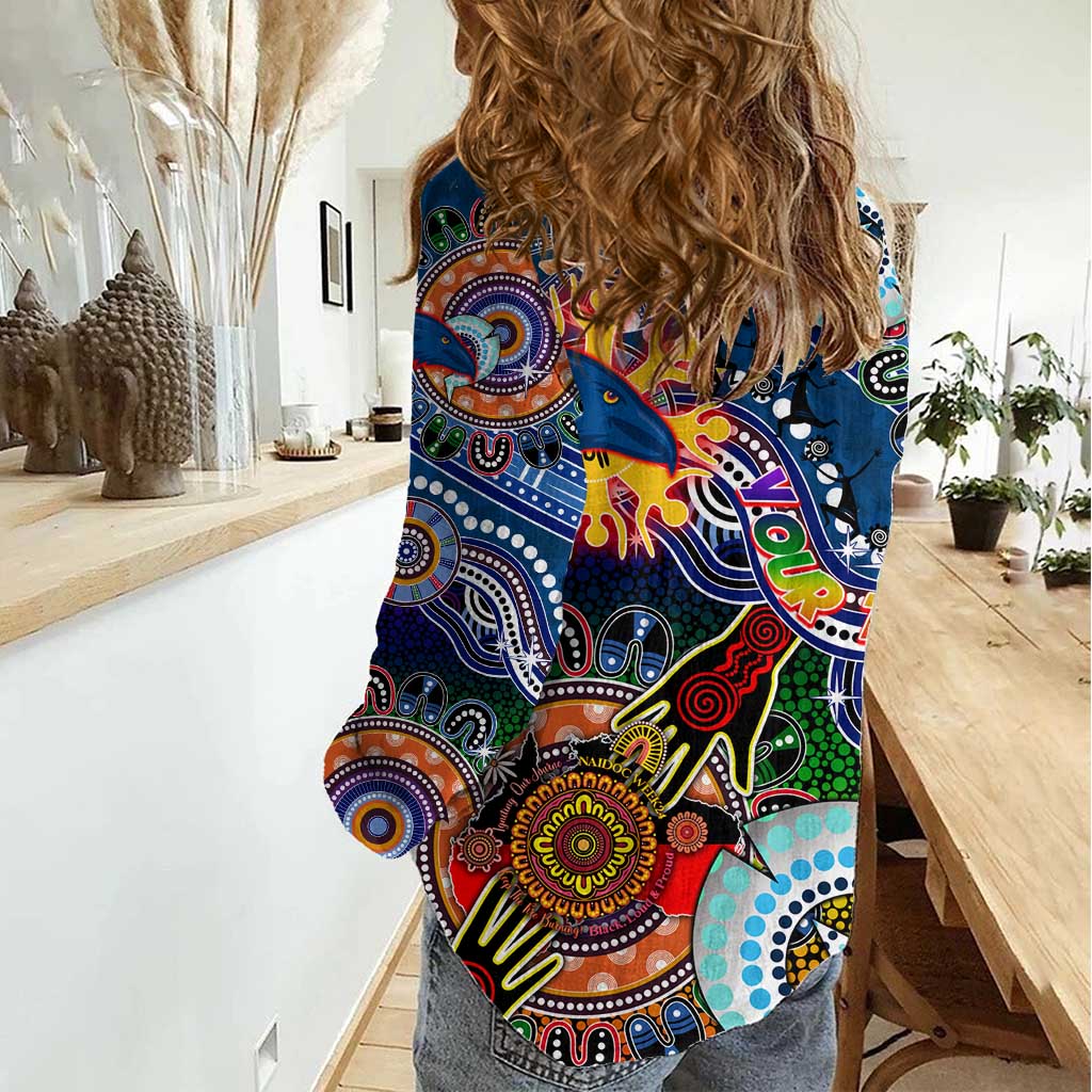 Custom NAIDOC Week 2024 Adelaide Crows Women Casual Shirt Australia Aboriginal Dot Painting - Vibe Hoodie Shop