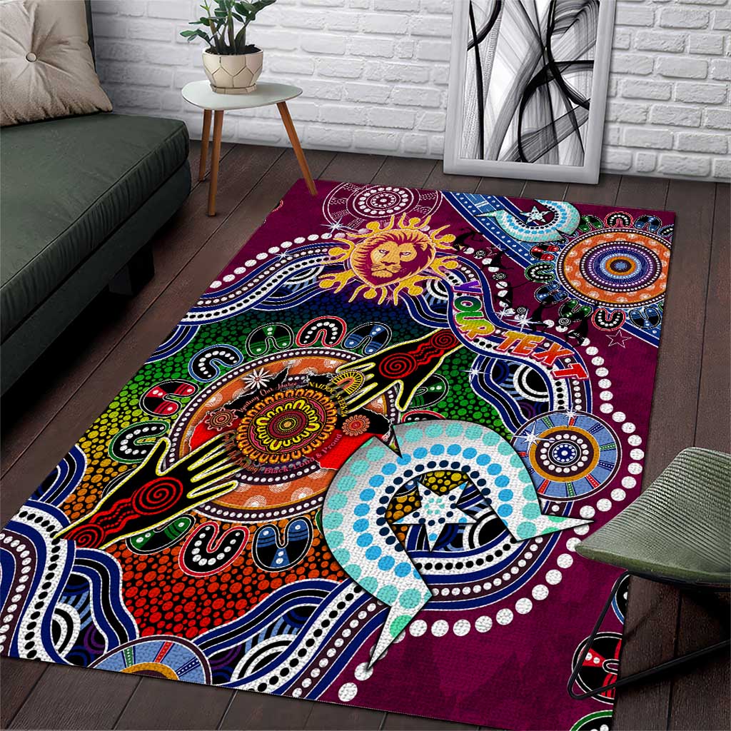 Custom NAIDOC Week 2024 Brisbane Lions Area Rug Australia Aboriginal Dot Painting - Vibe Hoodie Shop