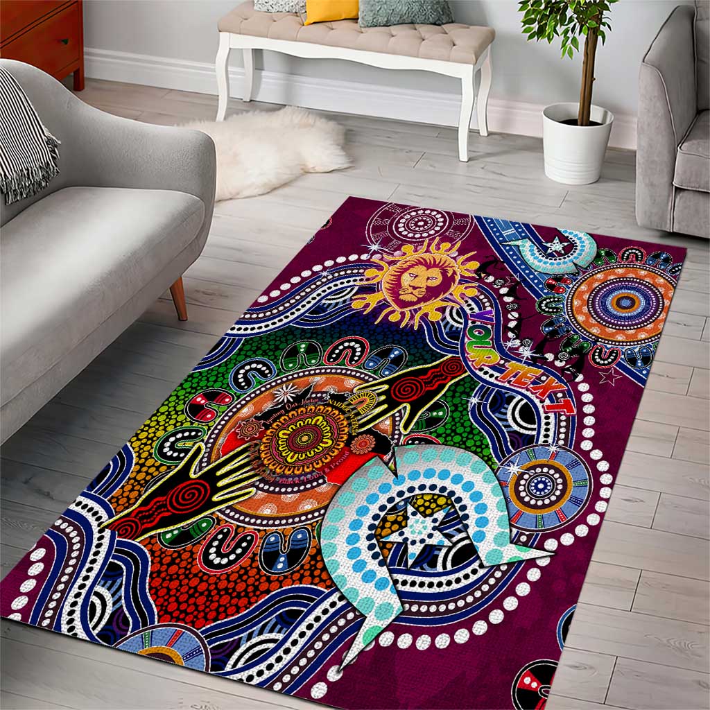 Custom NAIDOC Week 2024 Brisbane Lions Area Rug Australia Aboriginal Dot Painting - Vibe Hoodie Shop