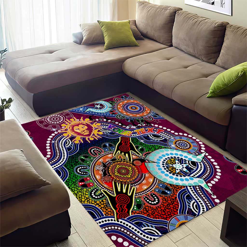 Custom NAIDOC Week 2024 Brisbane Lions Area Rug Australia Aboriginal Dot Painting - Vibe Hoodie Shop