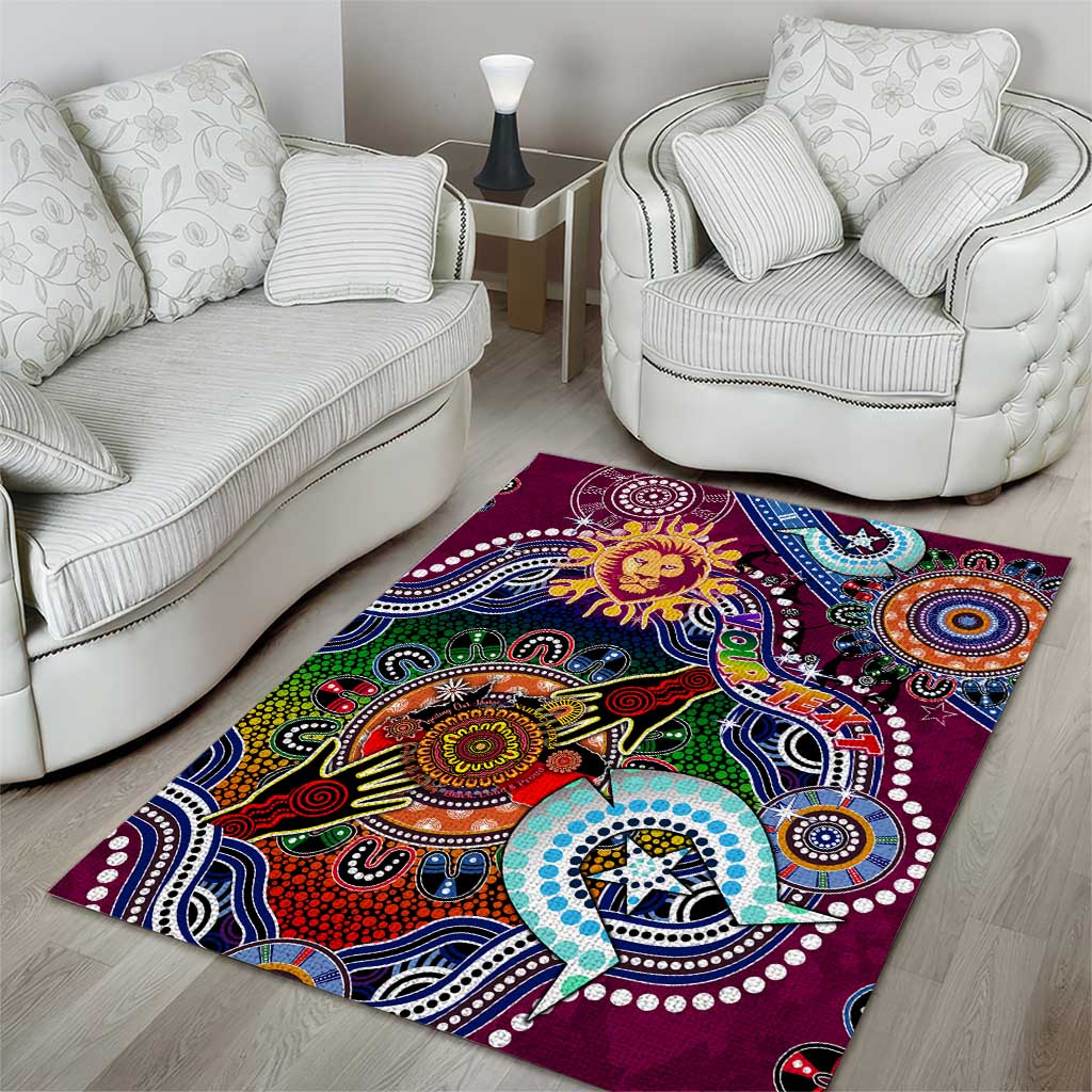 Custom NAIDOC Week 2024 Brisbane Lions Area Rug Australia Aboriginal Dot Painting - Vibe Hoodie Shop