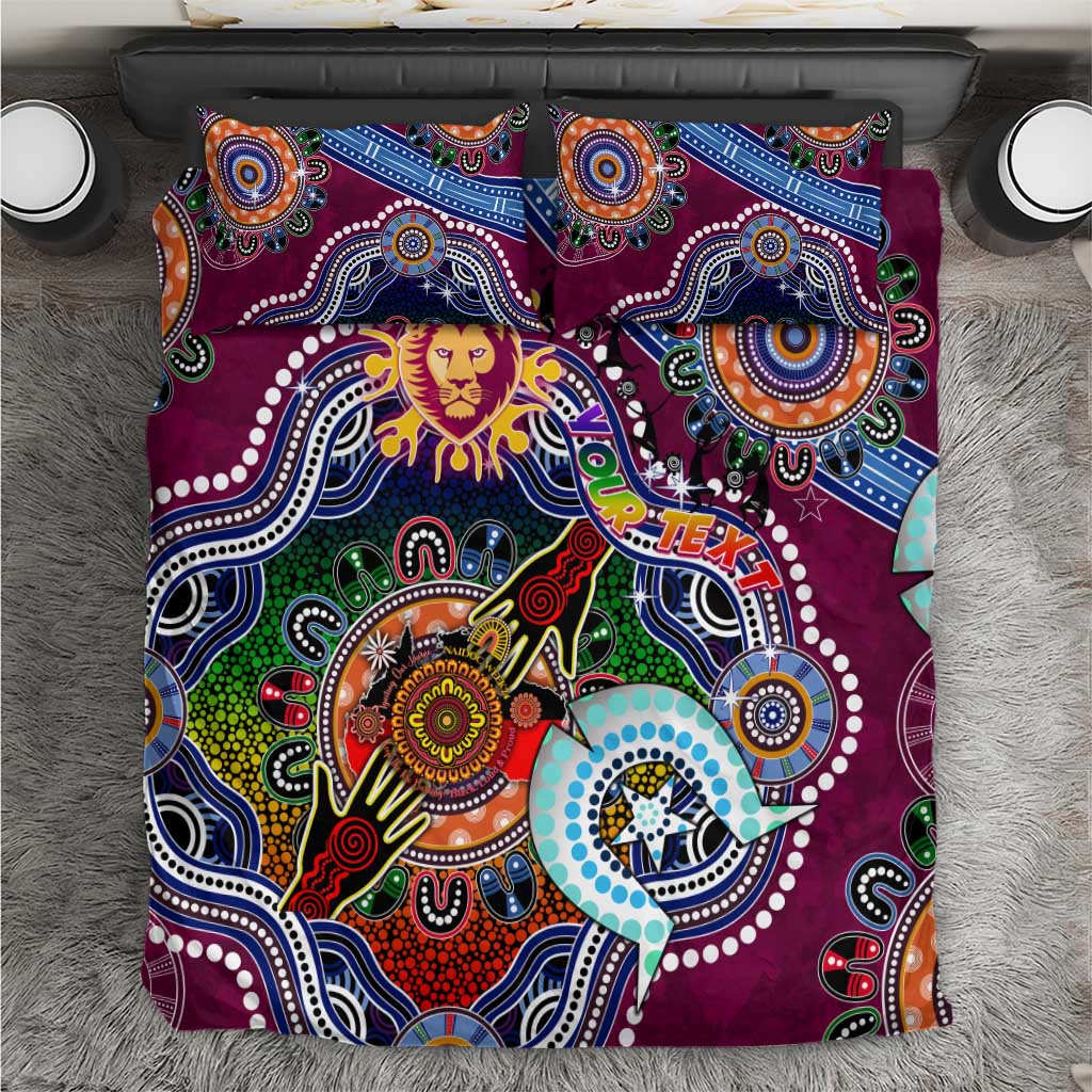 Custom NAIDOC Week 2024 Brisbane Lions Bedding Set Australia Aboriginal Dot Painting - Vibe Hoodie Shop