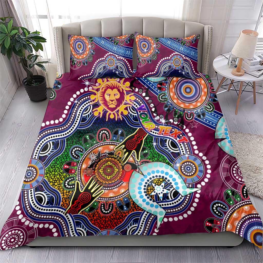 Custom NAIDOC Week 2024 Brisbane Lions Bedding Set Australia Aboriginal Dot Painting - Vibe Hoodie Shop