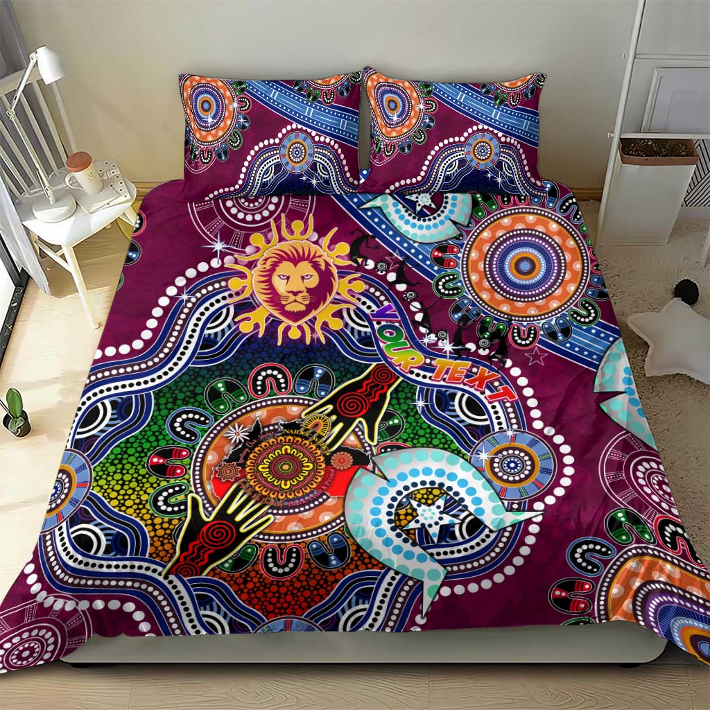 Custom NAIDOC Week 2024 Brisbane Lions Bedding Set Australia Aboriginal Dot Painting - Vibe Hoodie Shop