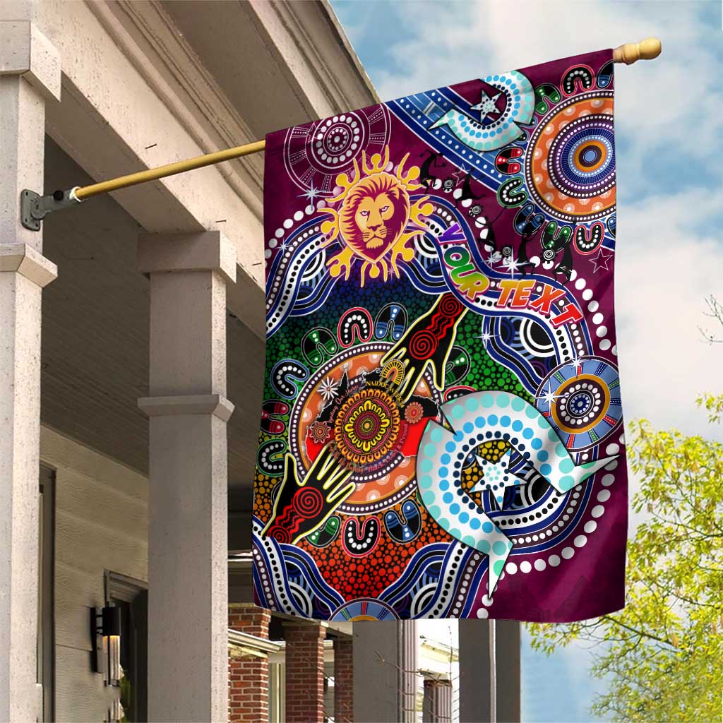 Custom NAIDOC Week 2024 Brisbane Lions Garden Flag Australia Aboriginal Dot Painting - Vibe Hoodie Shop