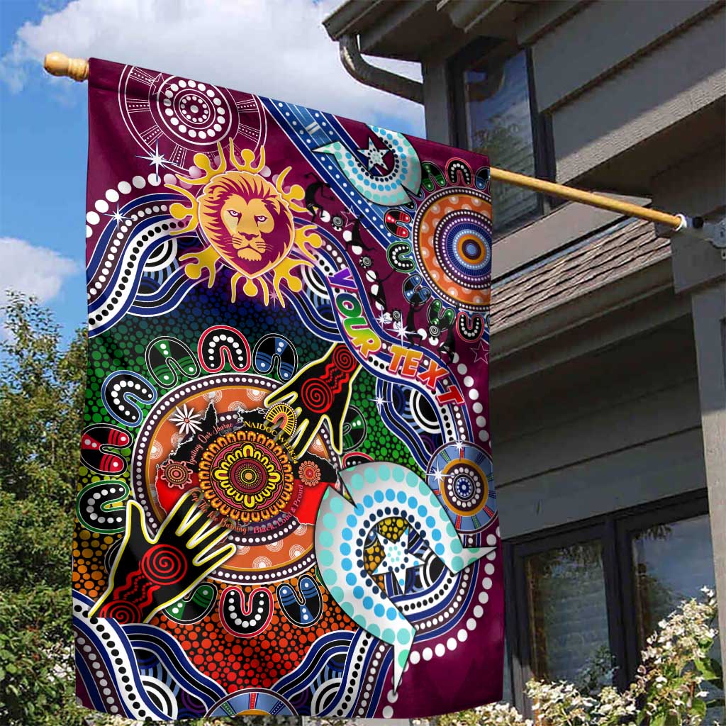 Custom NAIDOC Week 2024 Brisbane Lions Garden Flag Australia Aboriginal Dot Painting - Vibe Hoodie Shop