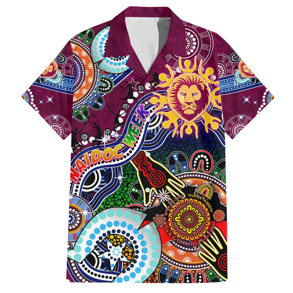 Custom NAIDOC Week 2024 Brisbane Lions Hawaiian Shirt Australia Aboriginal Dot Painting - Vibe Hoodie Shop