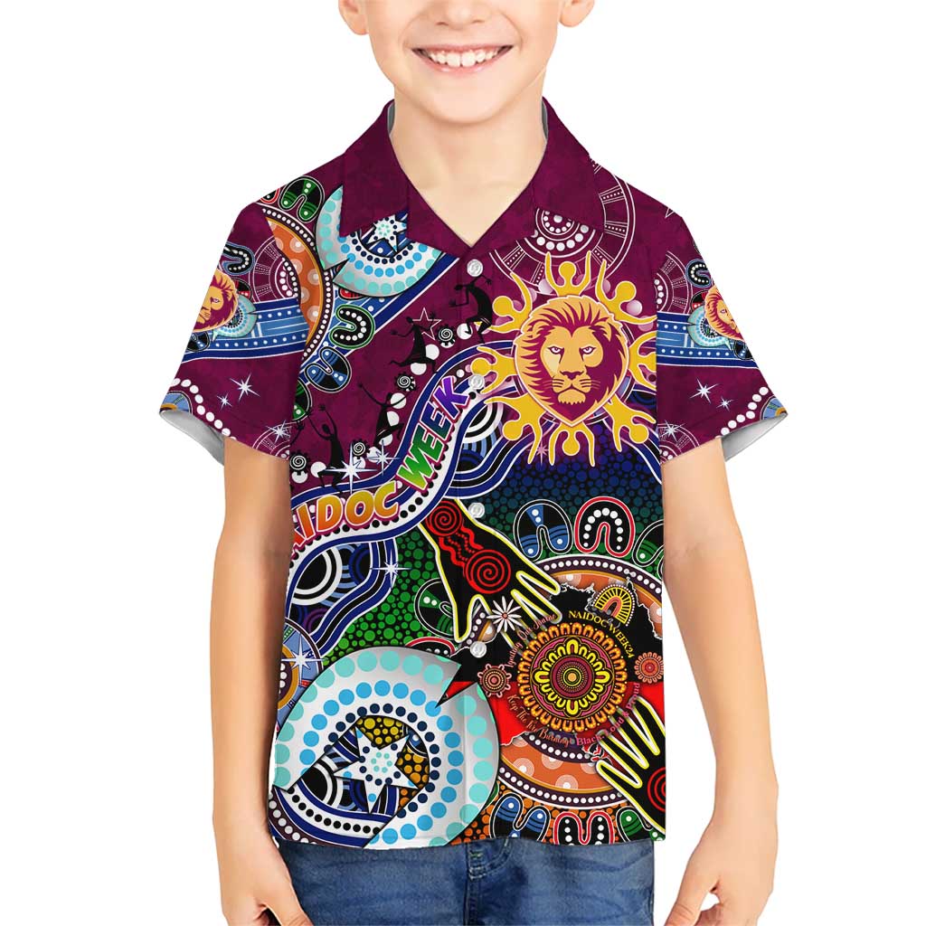 Custom NAIDOC Week 2024 Brisbane Lions Hawaiian Shirt Australia Aboriginal Dot Painting - Vibe Hoodie Shop