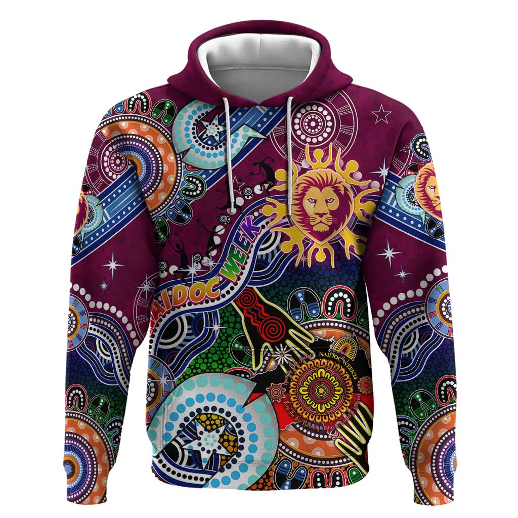 Custom NAIDOC Week 2024 Brisbane Lions Hoodie Australia Aboriginal Dot Painting - Vibe Hoodie Shop