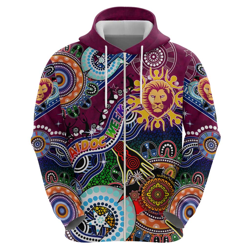 Custom NAIDOC Week 2024 Brisbane Lions Hoodie Australia Aboriginal Dot Painting - Vibe Hoodie Shop