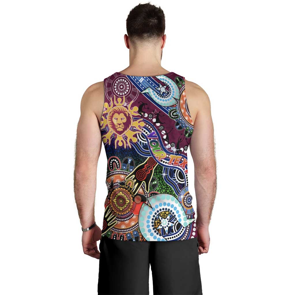 Custom NAIDOC Week 2024 Brisbane Lions Men Tank Top Australia Aboriginal Dot Painting - Vibe Hoodie Shop