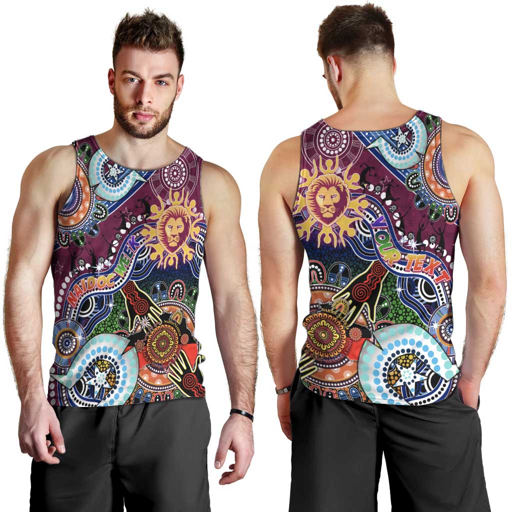 Custom NAIDOC Week 2024 Brisbane Lions Men Tank Top Australia Aboriginal Dot Painting - Vibe Hoodie Shop