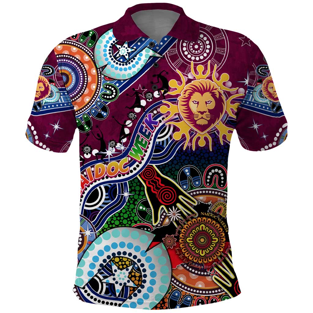 Custom NAIDOC Week 2024 Brisbane Lions Polo Shirt Australia Aboriginal Dot Painting - Vibe Hoodie Shop