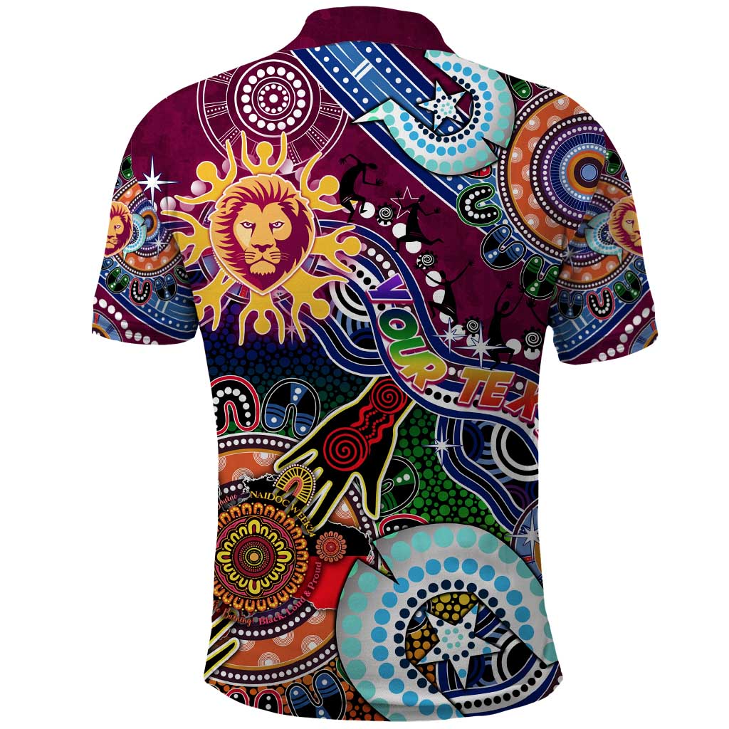 Custom NAIDOC Week 2024 Brisbane Lions Polo Shirt Australia Aboriginal Dot Painting - Vibe Hoodie Shop