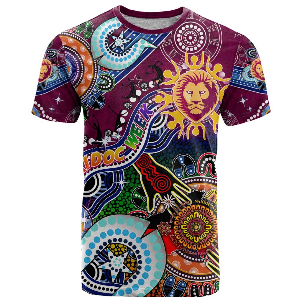 Custom NAIDOC Week 2024 Brisbane Lions T Shirt Australia Aboriginal Dot Painting - Vibe Hoodie Shop