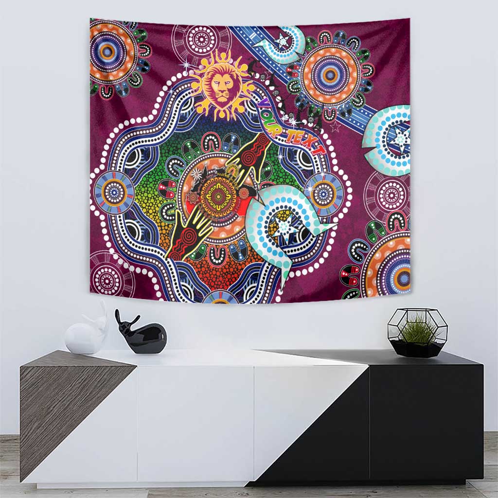 Custom NAIDOC Week 2024 Brisbane Lions Tapestry Australia Aboriginal Dot Painting - Vibe Hoodie Shop