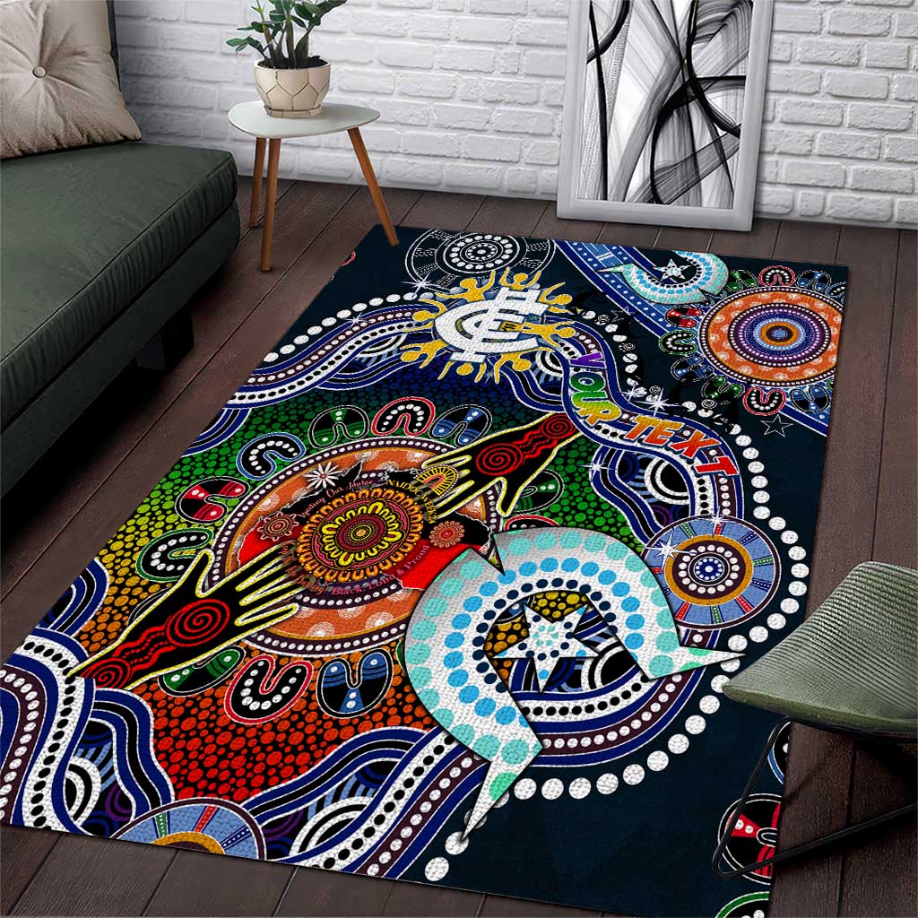 Custom NAIDOC Week 2024 Carlton Blues Area Rug Australia Aboriginal Dot Painting - Vibe Hoodie Shop