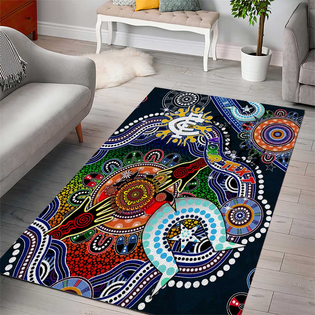 Custom NAIDOC Week 2024 Carlton Blues Area Rug Australia Aboriginal Dot Painting - Vibe Hoodie Shop